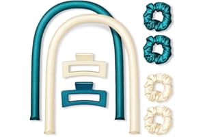 PINTAUR High Resilience Sponge Heatless Curls 2 Pack, Silk Heatless Hair Curler, Women Heatless Curling Rod Headband, Suitable for Long Hair and Thick Hair, DIY Hair Styling Tool (Beige+Dark Green)