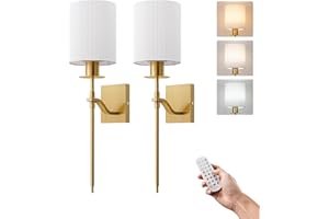 EDISHINE 2 Pack Plug in Wall Light, Rechargeable Battery Operated Wall Lights, Bulb Included, Electroplated Bronze, Cordless Wall Lamp for Bar, Kitchen, Loft, Dining Room