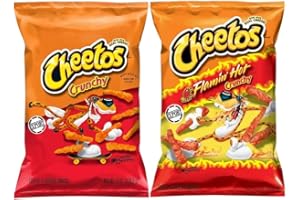 BEXICO Original American Cheetos Combo Pack of 2 | Classic Crunchy and Flamin' Hot Crunchy | 8oz(226g) | Extreme Hot Challenge | Party Snack | Made with Real Cheese