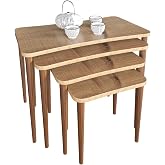 Zuesse Design Selena 4-Piece Zygon Coffee Table Living Room Set with Wooden Legs Tea Coffee Table - Walnut
