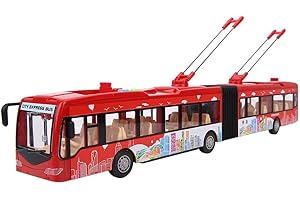 Zerodis Miniature Autobus Modèle Véhicule à Friction Jouet Simulation Collection Jouet avec Flash Lights Musique Figurine Voiture Pull Back Jeux Imitations Enfants Cadeau Ornements Maison Décor