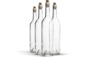 WYSKONT Bouteille 750ml Bordeaux 48 pièces avec bouchon - Bouteilles de vin vide pour brasserie à la maison - Boîte de rangement pour boissons - Décoration de service - En verre transparent
