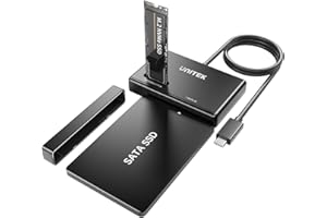 UNITEK M.2 NVME SSD Enclosure Adapter - Tool Free 10Gbps USB 3.2 Gen2 SSD Adapter Portable Enclosure Supports SATA Hard Drive Reader M and B&M Keys Compatible with 2230/2242/2260/2280/22110 SSDs Black