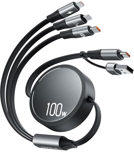Câble USB 3-en-1 Xoopar Mr ALU - Charge Rapide 100W, USB-C, Lightning, USB-A - 1 Mètre, Aluminium Recyclé - Compatible IPhone, Android, PC
