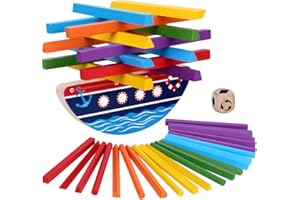 Japace Giochi da Impilare Montessori per Bambini, Giocattolo di Legno Giochi Equilibrio Blocchi Costruzioni Giochi Educativi Interattivi per Ragazzi Ragazze 3 4 5 6 Anni