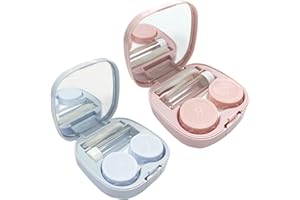 JOYVOX 2 PCS Travel Contact Lens Case with Mirror, Portable and Leakproof Contact Lens Container for Soft Lenses, Compact Contact Lens Case for Travel with Tweezers and Solution Bottle, Perfect Contact Lens