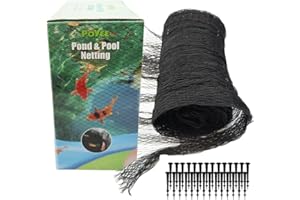 POYEE Filet pour Bassin 9x9m - Filet de Protection pour Étang, Protège Les Poissons Koï des Oiseaux, Chats et Prédateurs avec Piquets, Filet Anti Oiseaux