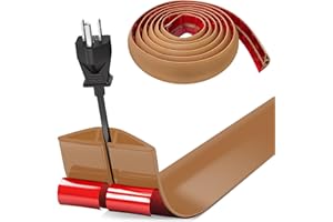 BOCGUY Flexibler Klein Kabelkanal, Selbstklebend Boden Kabelbrücke, 3.0M x 3cm Flexibler Kabelabdeckung Kabelschutz Kabelschacht Leicht Schneiden Montage für alle Netzkabel Haus,Schule,Büro,Lager(Hellbraun)