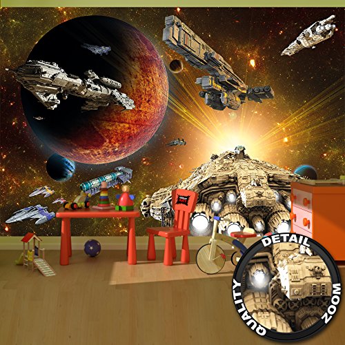 Fototapete Galaxy Adventure - Wandbild Dekoration Raumfahrt-Mission space-shuttle science-fiction Raumschiff Weltraum All Stern I Foto-Tapete Wandtapete Fotoposter Wanddeko by GREAT ART (336 x 238 cm)