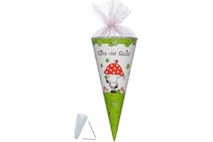 alles-meine.de GmbH Schultüte - Schaf Sheepworld - 50 cm - 6 eckig - mit Tüllabschluß - mit/ohne Kunststoff Spitze - Zuckertüte - Ganz viel Glück Tiere Schafe - Glücksbring..