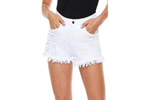 HVEPUO Pantalones cortos de verano Mom Jeans Botones Pantalones Cortos Agujeros Hotpants Mujer Skinny