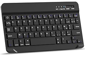 MMK Clavier Bluetooth, Layout AZERTY, Touches Silencieuses, Mini Clavier sans Fil pour iPad 10e Génération/iPad Pro/Air/Mini/10.2"/9.7", iPhone, Android, Windows (Noir)