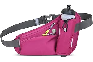 ROSSRORE Outdoor Women Waist Bag, Multi-Functional Fitness Running Cycling Waterproof Water Bottle Waist Pack, Hip Bag with Water Bottle Holder Rose Red