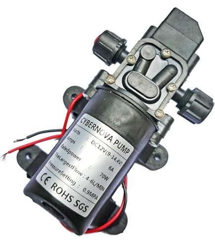 Pompa Camper Barca CYBERNOVA Pompa Acqua 12V 100PSI | Autoadescante Con Pressostato Per Camper, Barca, Giardino Accessori Camper - 9