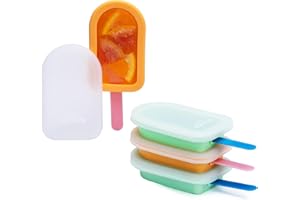 WICKED GIZMOS WG Wicked GIZMOS 4 Reusable Silicone Ice Lolly Moulds with Sticks - BPA Free, Food Grade, Dishwasher Safe, Perfect for DIY Cakesicles, Cake Pops, and Soothing Teethers