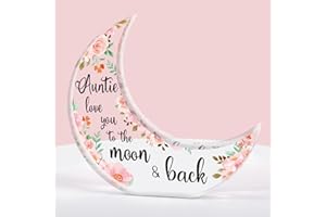 Buioata Auntie Gifts - Acrylic Moon Deco Birthday Gifts for Auntie, Auntie Gift with Touching Sayings, Auntie Gifts from Niece & Nephew, Best Auntie Gifts for Birthday Mothers Day Thanksgiving
