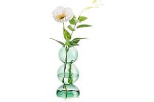 Hewory Vase décoratif en verre - Vase vert - Vase à fleurs en verre pour décoration de table - Donut spirale - Vase rond esthétique pour salon, chambre à coucher - Décoration d'intérieur moderne