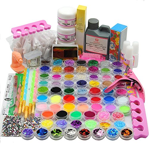 Coscelia Nail Art Nagelset Acryl Set Profi Acrylic Starterset 55tlg Dekorationset Nageldesign Kits Muttertag Geschenk