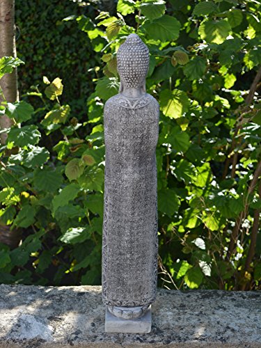 Wunderschöner großer, schmaler Stein Buddha Mönch aus Steinguss, frostfest - 6