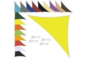 MENGH Sonnensegel Wasserdicht Dreieck, wetterbeständig, Premium Polyester, Viele Längen und Breiten Zur Auswahl inkl Befestigungsseile, 4x4x4m Fluoreszierendes Gelb