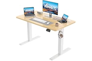 JUMMICO Electric Standing Desk, 120 x 60 cm Home Office Height Adjustable Desk, Computer Lift Table with Smart Panel & Memory Function, Beige