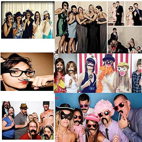 DIKETE® Party Foto Verkleidung Photo Booth Props set Fotorequisiten Fotoaccessoires für Hochzeit Geburtstag Abschlussfeier Party party zubehör - 6