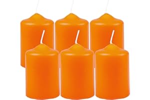 HS CANDLE Wachskerzen Stumpenkerzen "Orange" Ø4cm x 6cm (6 Stück) Teelicht Durchmesser, in vielen Farben - Hergestellt in EU - Kerzen Blockkerzen - Wachs