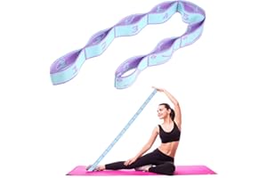 ABEILLO Opaska do jogi i oporu z 8 pętlami elastyczna do pilatesu, tańca, gimnastyki i skutecznego rozciągania (niebieski fioletowy)