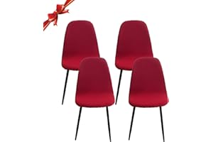 Jaotto Coprisedia Elasticizzati con Schienale 4 Pezzi,Fodere Coprisedia con Schienale Tondo per Sala da Pranzo Jacquard,Coprisedia Ufficio Universali Lavabili,Vestisedia per Casa Cucina,Vino Rosso