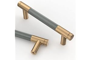 Amerdeco 10 Stück Gerändelte Schrankgriffe Goldgrau Griffe Möbel Möbelgriffe 96mm Lochabstand Türgriffe küche Schubladengriffe küchengriffe Vintage Griffe für Küchenschränke Kommode Schrank