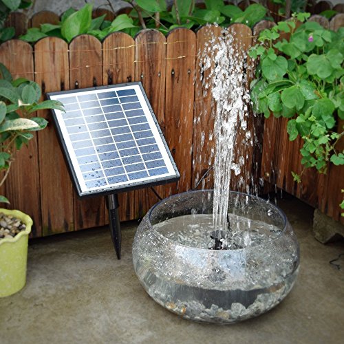 Anself Solar Teichpumpe Springbrunnen Pumpe mit LED Licht, Fernbedienung und 6pcs Brunnenköpfe 12V 5W - 3