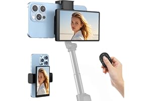 APEKX Selfie Monitor 5 Inch for iPhone Vlog, Magnetic Phone Holder for Live Streaming Rear Camera, Compatible with TikTok, Instagram, Youtube with Low Latency (Black)