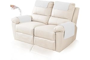GYHH Sofa Armrest Cover, Headrest Cover for Recliner Chair Arm Cover,Armchair Slipcover Nonslip Quilted Furniture Protector for Pets Leather Sofa Couch (Ivory,2 Seat Recliner | 4 pc)