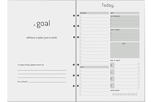 YHH Recambio Agenda Sin Fecha Dia por Pagina A5, 6 Anillas, Planner Sin Fecha con To Do Lista & Schedul, Página Note Contacto Habit-Tracker, 6 Agujeros Papel Grueso 100 gr, Escolar Familiar Bureau