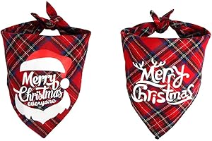 SHOKUTO 2 Pcs Christmas Dog Bandana, Pet Kerchief Scarf Dog Triangle Bibs Washable Cat Scarf Accessories for Christmas Holiday Festival Theme Party Cat Dog