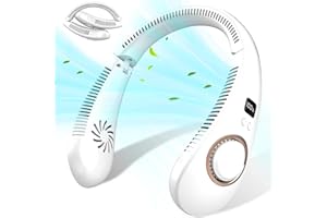 KOURIC Ventilateur de Cou Portable Pliant,Ventilateurs USB Rechargeable Silencieux Personnel Neck Fan avec flux d’air à 360°Visage,4 Vitesses Tour de Cou Léger sans Lame,Idee Cadeau Pour Enfant Adultes Blanc