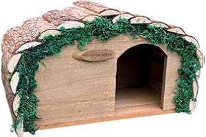 Selections Wooden Hedgehog House Hibernation Shelter with Predator Proof Solid Floor & Bark Roof