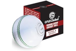 ONEGlobal Select - Pelota de críquet de cuero, 100 % hecha a mano, 156 g, construcción de 4 piezas, ideal para T20, práctica de red, entrenamiento, etc.