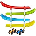 PLUSPOINT Ramp Racing Toy Car 4 Level Track Set Zig Zag Car Slide First Baby Toys Toddler Rally Race Car Ramp Toy Set Unisex Children 18+ Months, Multicolor