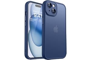 CANSHN Funda Mate para iPhone 15 6,1 Pulgadas, [Protección Total de La Cámara], Carcasa Fondo Mate Translúcido - Azul Oscuro