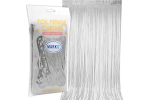 MARKQ Silver Foil Fringe Curtain | 1 x 2-meter Metallic Tinsel Streamers Party Backdrop for Halloween, Baby Shower, Wedding, Eid, Graduation, Birthday Party Decorations [Pack of 1]