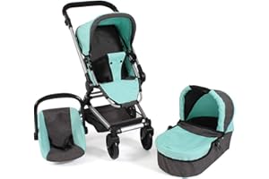 ‎BAYER CHIC 2000 Bayer Chic 2000 Puppenwagen Fides, 3in1 Puppenwagen-Set bestehend aus Babywanne, Sportsitz und Autositz, 61 x 44,5 x 85 cm, Melange Anthrazit-Mint