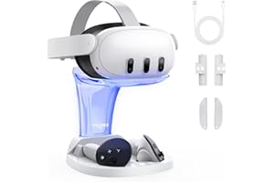 YOGES Ladestation für Meta Quest 3, Ladestation mit Wiederaufladbarem Controller-Batterien Kit, Ladestation Zubehör für Oculus Quest 3 VR Headset, Unterstützung Elite Strap mit Batterie, weiß