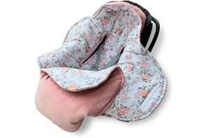 Just in Cotton Einschlagdecke Babyschale Kinderwagen: Velours-Bambus-Decke für Autositz, Kinderwagen und Wanne. babydecke für Kinderautositz universal Winter Baby Decke für Buggy Autositz (Cozy Rose)