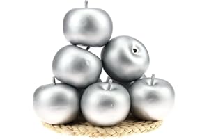 Gresorth 6 PCS Artificial Silver Apple Fake Apples Fruit Home Party Christmas Decoration