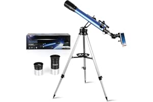 COWIEWIE Télescope 60/700 mm avec Oculaires Kellner de 6 mm et 25 mm, Télescope Astronomique pour Débutant avec Adaptateur de Téléphone, pour Observer La Lune et Les Planètes