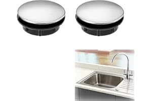 AIDI Sink Hole Cover, Overflow Sink Tap Hole Cover Stainless Steel, Faucet Sink Blanking Cap Bath Tap Cover Sink Hole Cover, Overflow Sink Hole Cover Useful for Bathroom Kitchen Toilet, Sink Cap