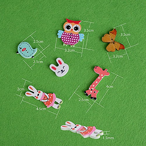 comprare on line AONER 100 pz Bottoni Animali Legno Natalizio Assortiti per Decorazioni Cucito Fai da Te Scrapbooking Artigianato Bricolage Natale prezzo