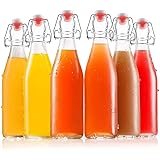 Tebery 6 Glass Bottles with Swing Top 470ml (16Oz) | 6 Extra Seals