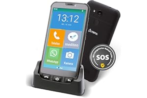 Olympia Neo Mini | Senioren Smartphone 5 Zoll Display | Notruftaste & Hörgerätekompatibel | Whatsapp & Mediteo vorinstalliert | Seniorenhandy ohne Vertrag | Extragroße Darstellung | Taschenlampe